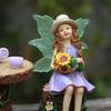 1 Set Sommer-Teeparty Urlaub Blumenfee, Interessante Szenensimulation Mikro-Landschaft Dekoration Statue, Outdoor Feengarten