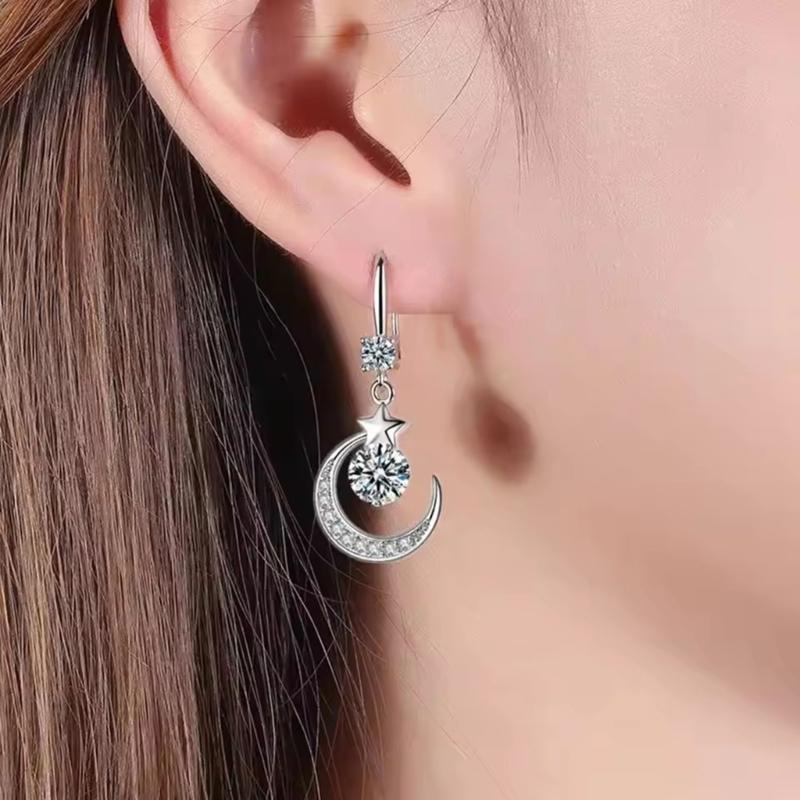 Drop Earrings Moon and Star Charm Earrings Girl Accessories Fashion Females Ear Jewelry Suitable for Party Daily Wear
