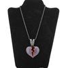 Jewelry Gun Black Purple Diamond Broken Heart Pendant 3mm Fried Dough Twists Chain Necklace Jewelry European and American Personality Fashion