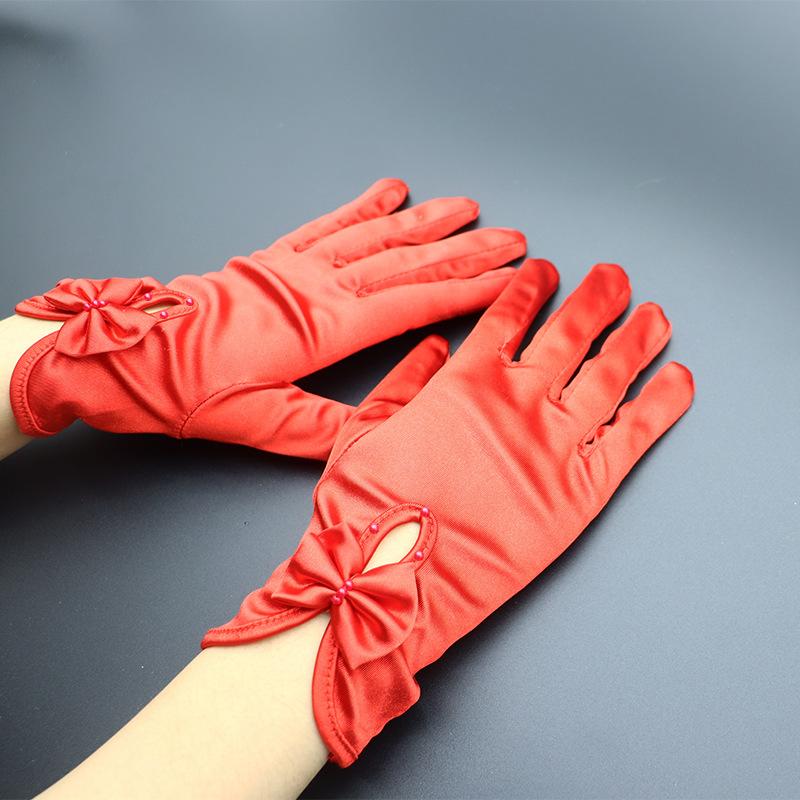 Chinese Wedding Etiquette Clothing Bridal Red Gloves Bride Xiuhe Wedding Red Accessories Gloves
