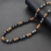 Natürliches Kokosnussschalen Holz Halskette Für Männer 18 Zoll Kurzes Halsband Vulkanstein Tigerauge Stein Halskette Schmuck Geschenk Für Ihn