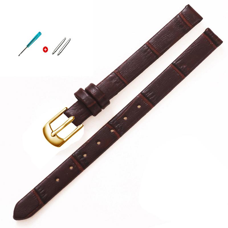 Qualität Uhrenzubehör Gürtel Damen Mädchen Vintage Uhrenarmbänder Echtes Leder Armband Uhrenarmband 8mm 10mm Roségold Dornschließe