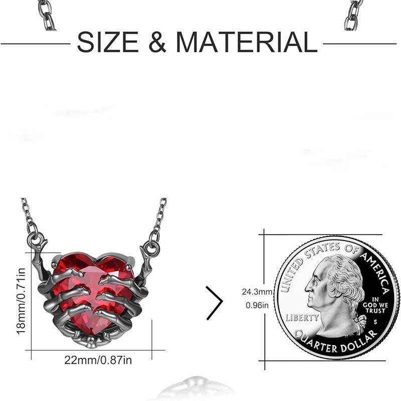 Retro Fashion Design Sense Exaggerated Punk Style Personality Dark Red Love Ghost Claw Pendant Necklace Men and Women