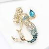 Mermaid Girl Rhineston Conch Brooch Crystal Tail Pins Jewelry Accessory Gift