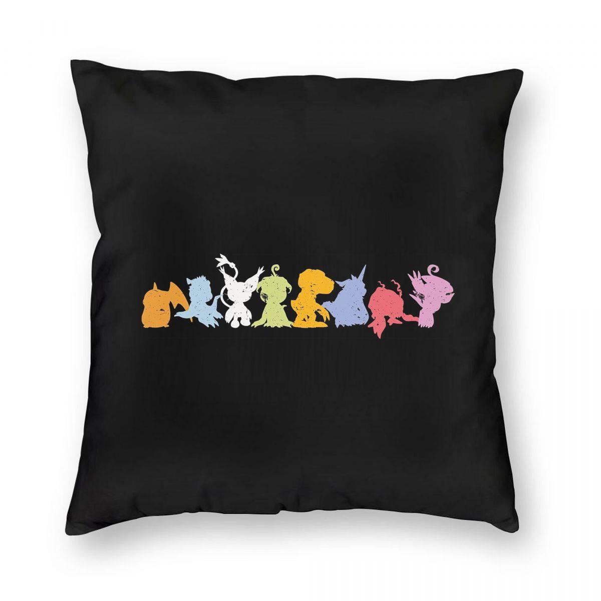 Rookies Lineup Digimon Agumon Matt Gabumon Sora Anime Square Pillowcase Pillow Cover Cushion Throw Pillow for Home Sofa 12x12Inch