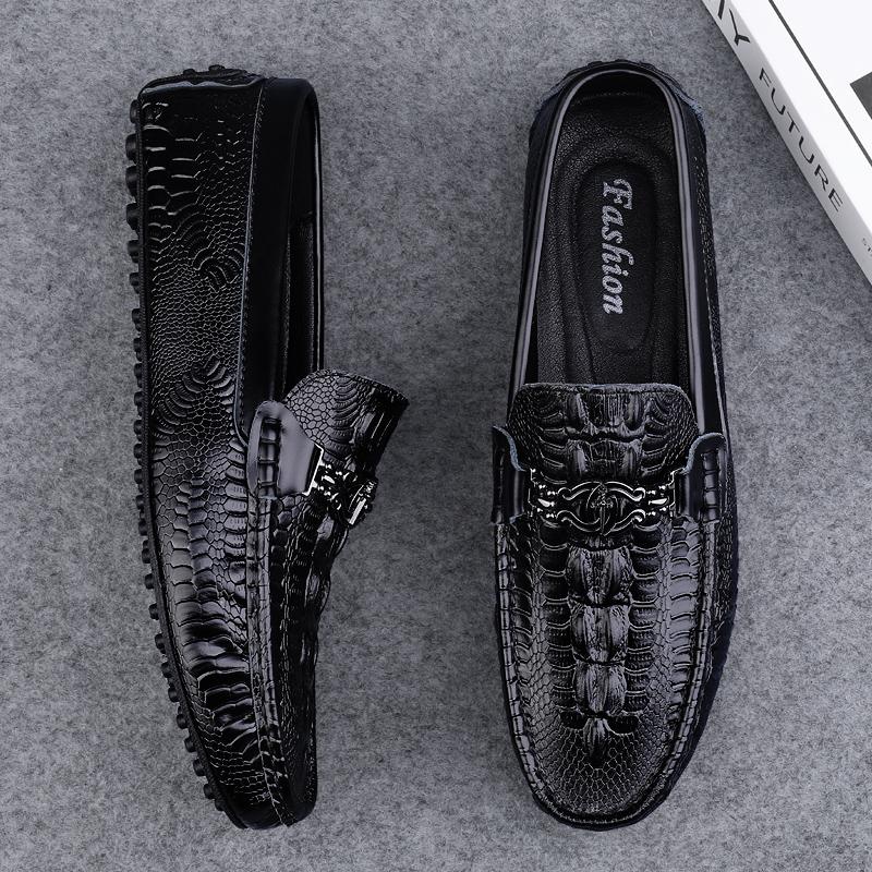 Spring Summer Mens Slip On Shoes Casual Leather Men Loafers Moccasins Driving Shoes Crocodile Pattern Man Walking Flats