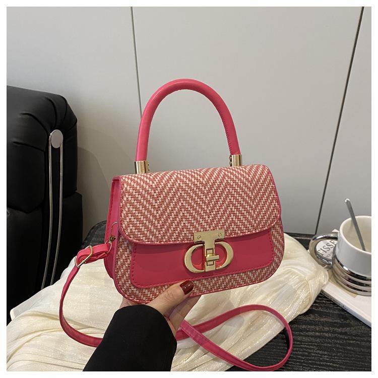 Splicing popular lock 2025 large-capacity new large-capacity fashionable simple crossbody portable shoulder women's bag