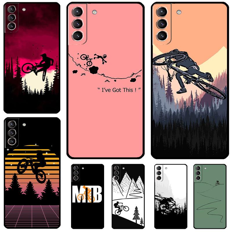 MTB Mountain Bike Cycling Bicycle Case For Samsung Galaxy S24 S23 S22 S21 Ultra Plus Note 10 Note 20 S8 S9 S10 S20 FE Cover