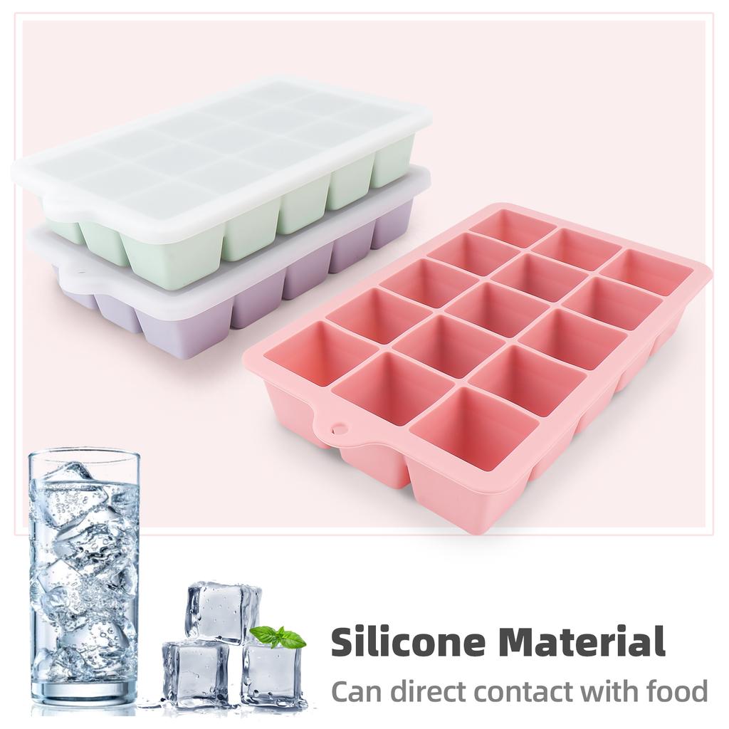 Ice Cube Tray, Easy-Release Silicone Large Ice Moulds with Removeable Lids