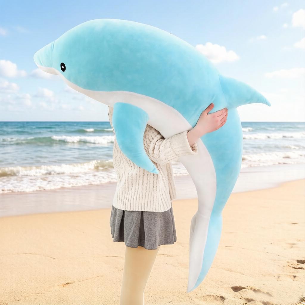 Süßes Delfin Plüschkissen Gefülltes Blau Rosa Grau Wassertier Plüschtier Geburtstagsgeschenk Schlafbegleiter
