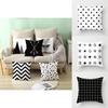 Premium Polyester Peach Skin Geometric Cushion Cover In Black White Gray For Elegant Touch