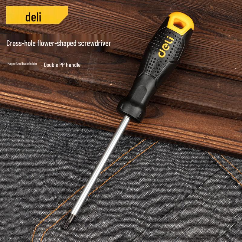 Star-Shaped Magnetic Tip Screwdriver with Flower Hole by Deli Tools