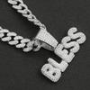 Diamond-encrusted Letter BLESS Cuban Chain, Personalized Splicing Gold Pendant, Men's European and American Cool Necklace