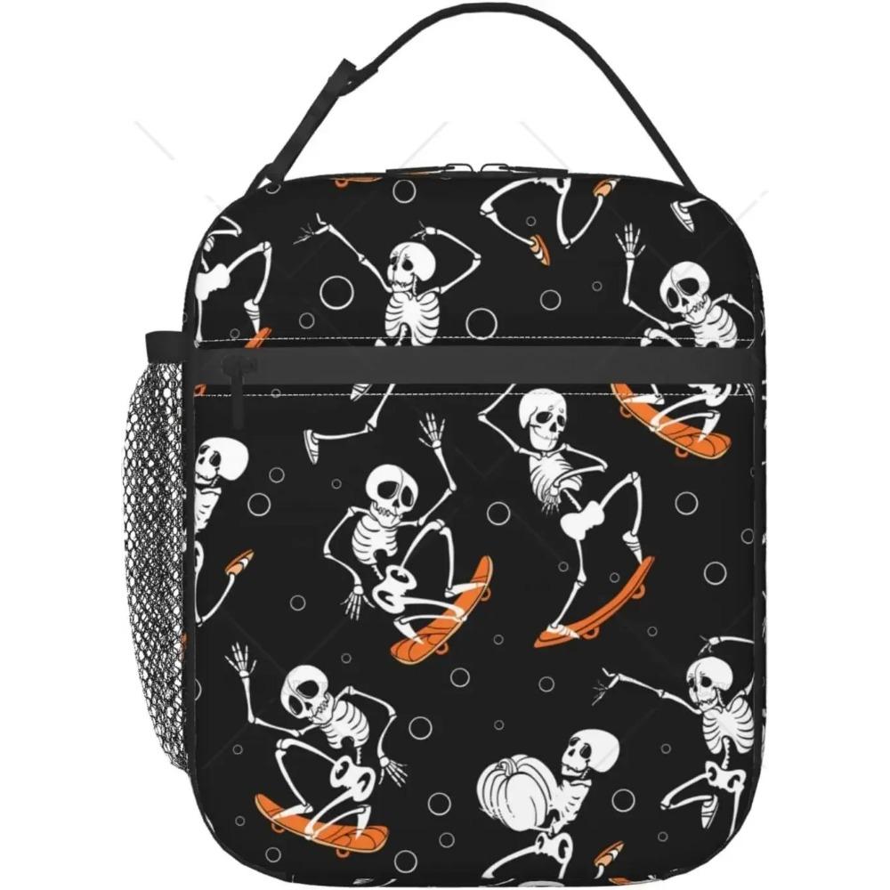 Dancing Skeletons Party Halloween Lunch Bag Insulated Lunch Box for Women Men Reusable Lunch Cooler Bag for Office Picnic