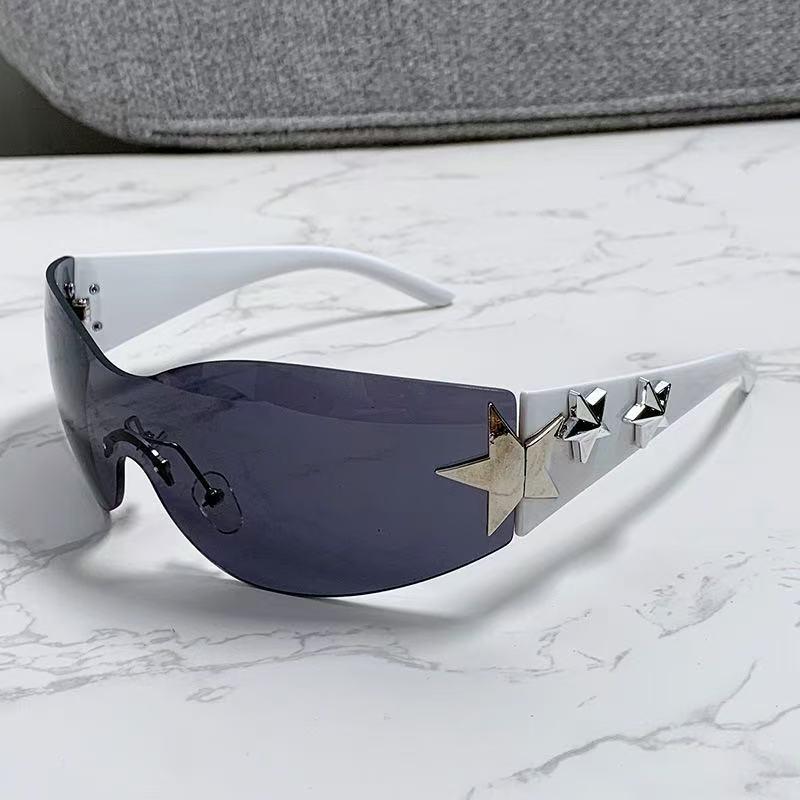 Y2K Frameless Star Sunglasses - Stylish Large Frame for Outdoor Cycling