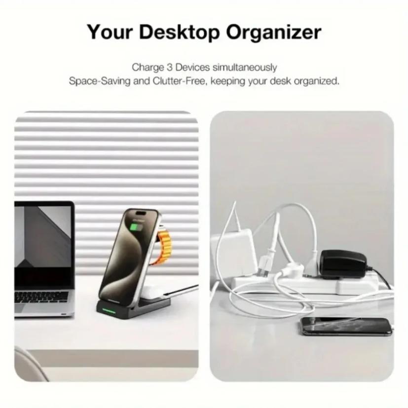 Wireless Charger Stand 3 In 1 Fast Charging Station for iPhone 16 15 14 13 12 Pro Max  iWatch 10/9/8/7/6/5/4/3 Airpods 4/3/2/