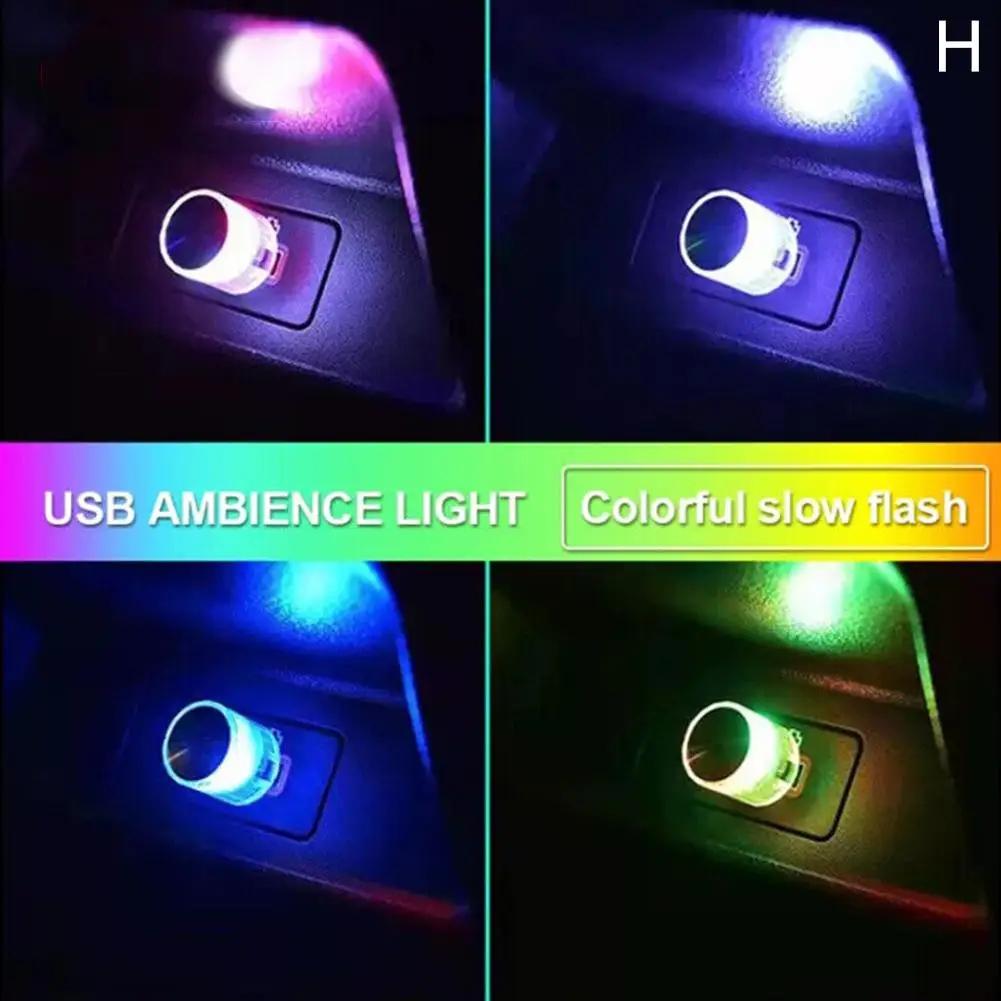 Car USB Interior LED Ambient Light Interior Atmosphere Light Colorful Environment Auto PC Decoration Lamps Computer S5Z2