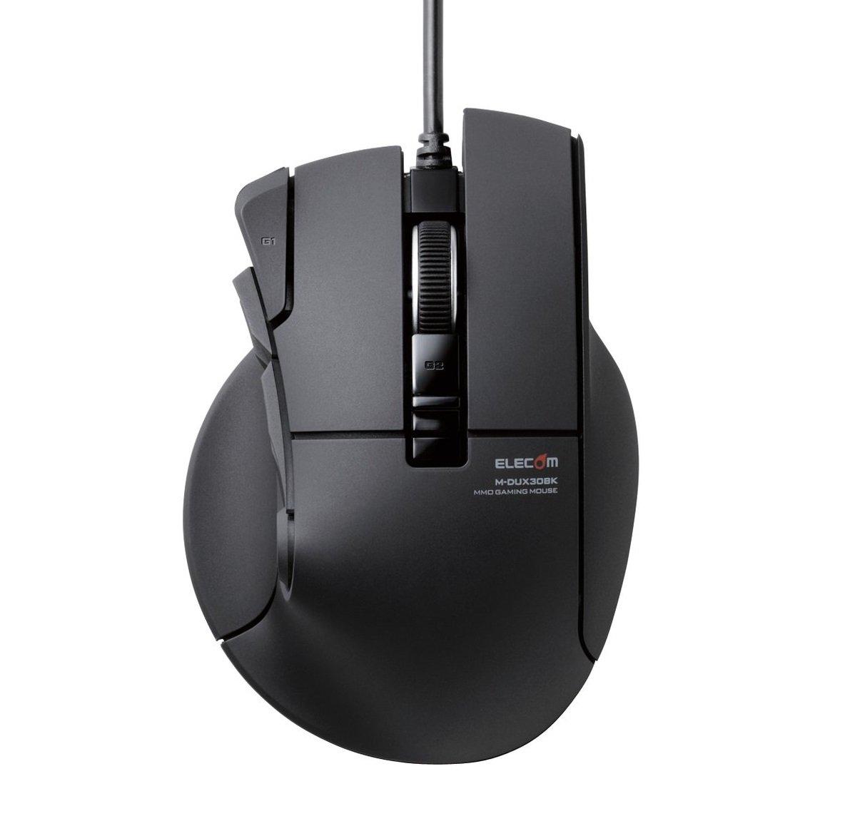 

ELECOM USB Gaming Mouse [DUX] Wired, 10 Buttons, 2400dpi, Hardware Macro Support, M-DUX30BK