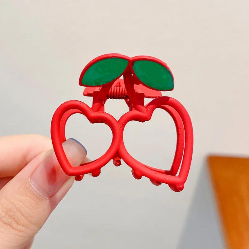 Cute Little Bear Pink Cat Hair Clips Hollowed-out Metal Girls' High School Ponytail Clips Cherry Headwear Hair Accessory Clips