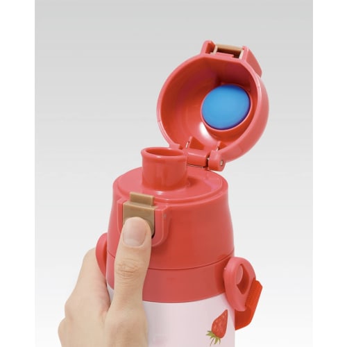 Skater Children's Water Bottle 2WAY Direct Drinking Cup Type Strawberry Strawberry Pink 350ml (When Drinking) 420ml (When Drinking Directly) Stainless