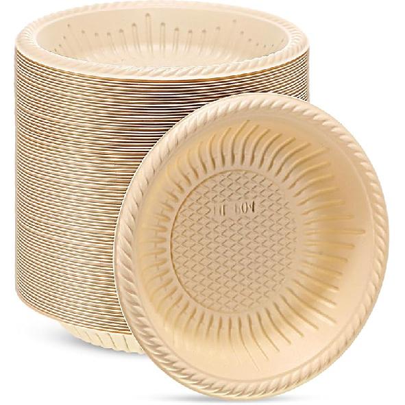 Bokon 100 Count 4 Inch Small Paper Plates Heavy Duty Round Paper Starch Disposable Plates Mini Party Plates Bulk for Dessert, Cake, Appetizer, Dinner