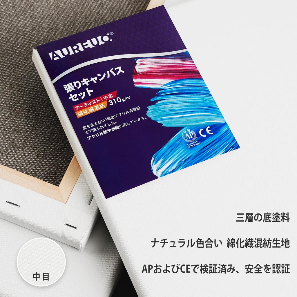 AUREUO Blend Stretched Canvas S2 X 6 Sheets Medium Suitable for and Acrylic Paintings Ideal for Modern and Pop Art Cotton-Synthetic (24.0cm 24.0cm), -