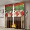 Christmas Stockings Fireplace Curtains Suitable Living Room Bedroom Kitchen Home Decoration Light Blocking Set Of 2 Made Polyester Great Decor