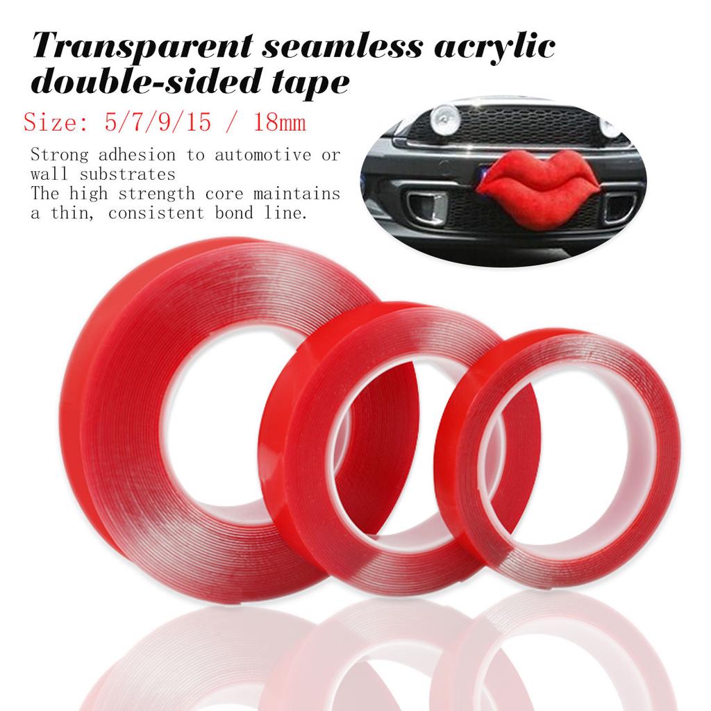 15mm Red Double Sided Adhesive Sticky Tape Easy Lift Super Strong Length 5M