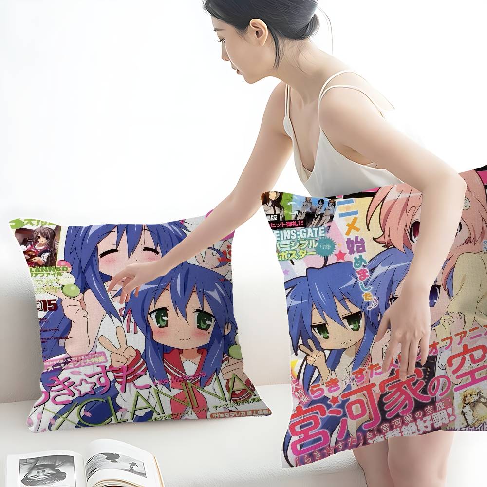 Anime Lucky Star Personalized Pillow Cover Kids Bedroom Wild Party Decor Pillowcase Kid Birthday Shower Gift