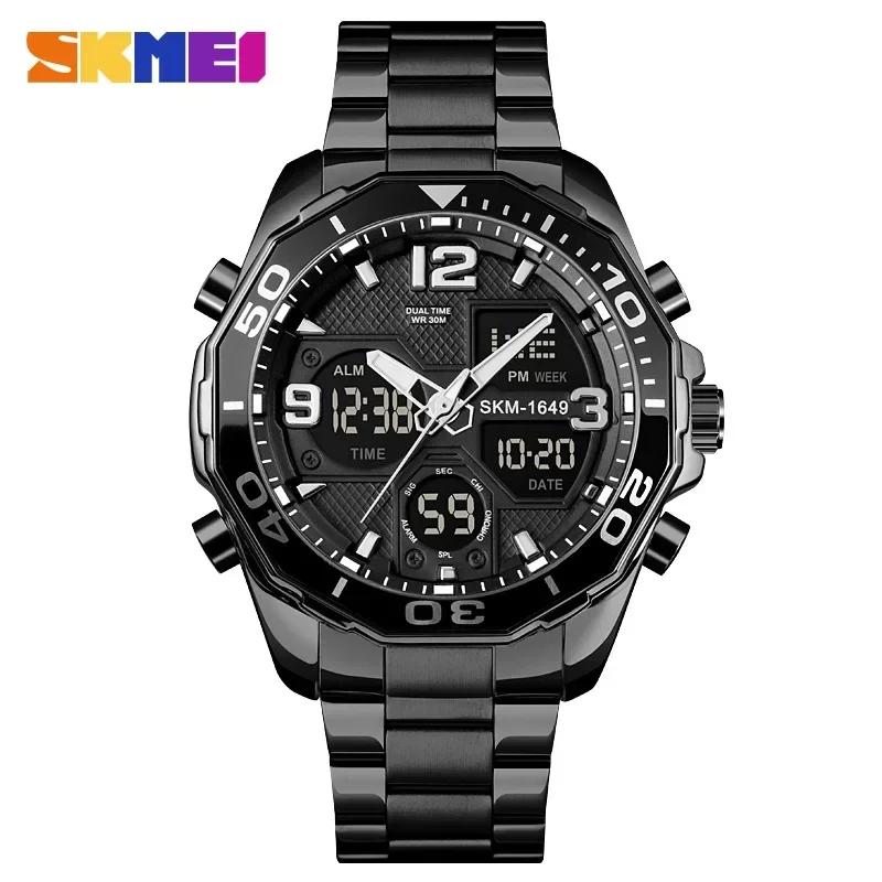 SKMEI 1649 Chrono Alarm Male Clock Reloj Hombre Dual Movement Sport Mens Watches Rotatable Ring Quartz Digital Men Wristwatches