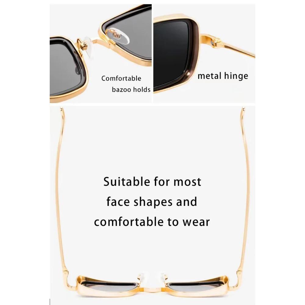 Square Protective Glasses Durable Metal Eyeglass Frame Retro Thick Sunglasses Men's UV400 High Definition