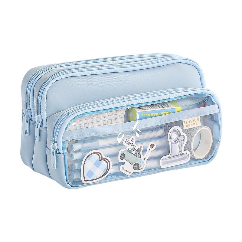 Transparent Pencil Case Large Capacity With Multi Function Design For Students And Office Use