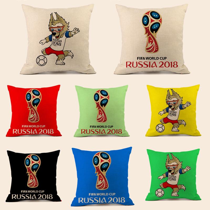 Soccer Fans World Cup 32 Teams Cotton Pillowcase With Emblem For Home Bar Lounge