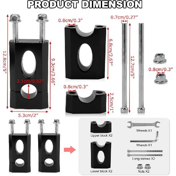 7/8" Handlebar Risers - 7/8" 22 Mm Handlebar Mount Clamp Risers For Coleman Bt200X Ct200 SSR125 Razor MX350 MX650 Dirt Pit Bike 50Cc 70Cc 90Cc 110Cc