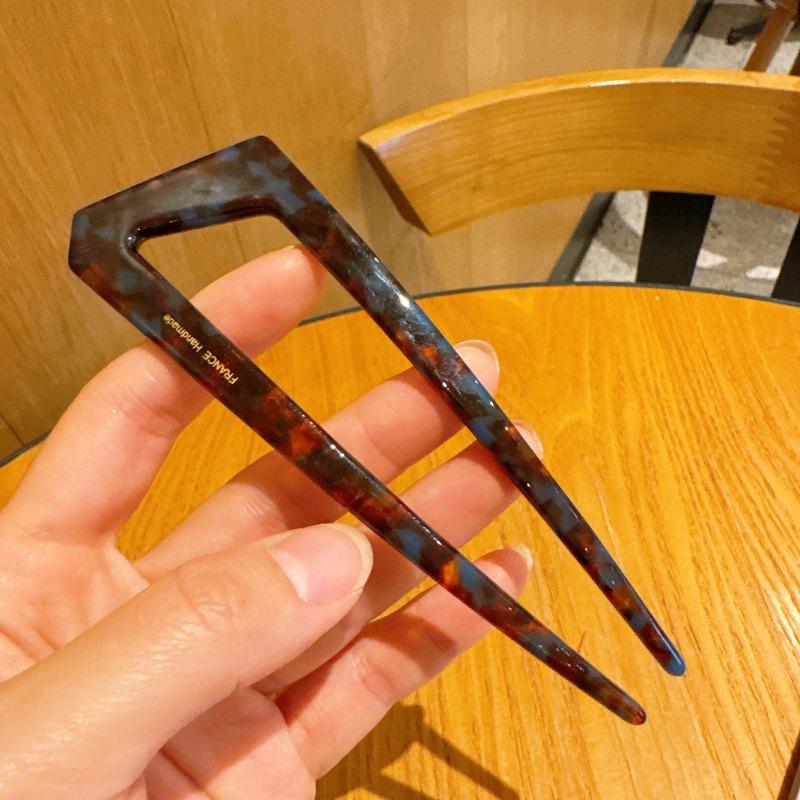 New Gold Label Acetate U-Shaped Hairpin – Elegant Chinese Style Bun Accessory
