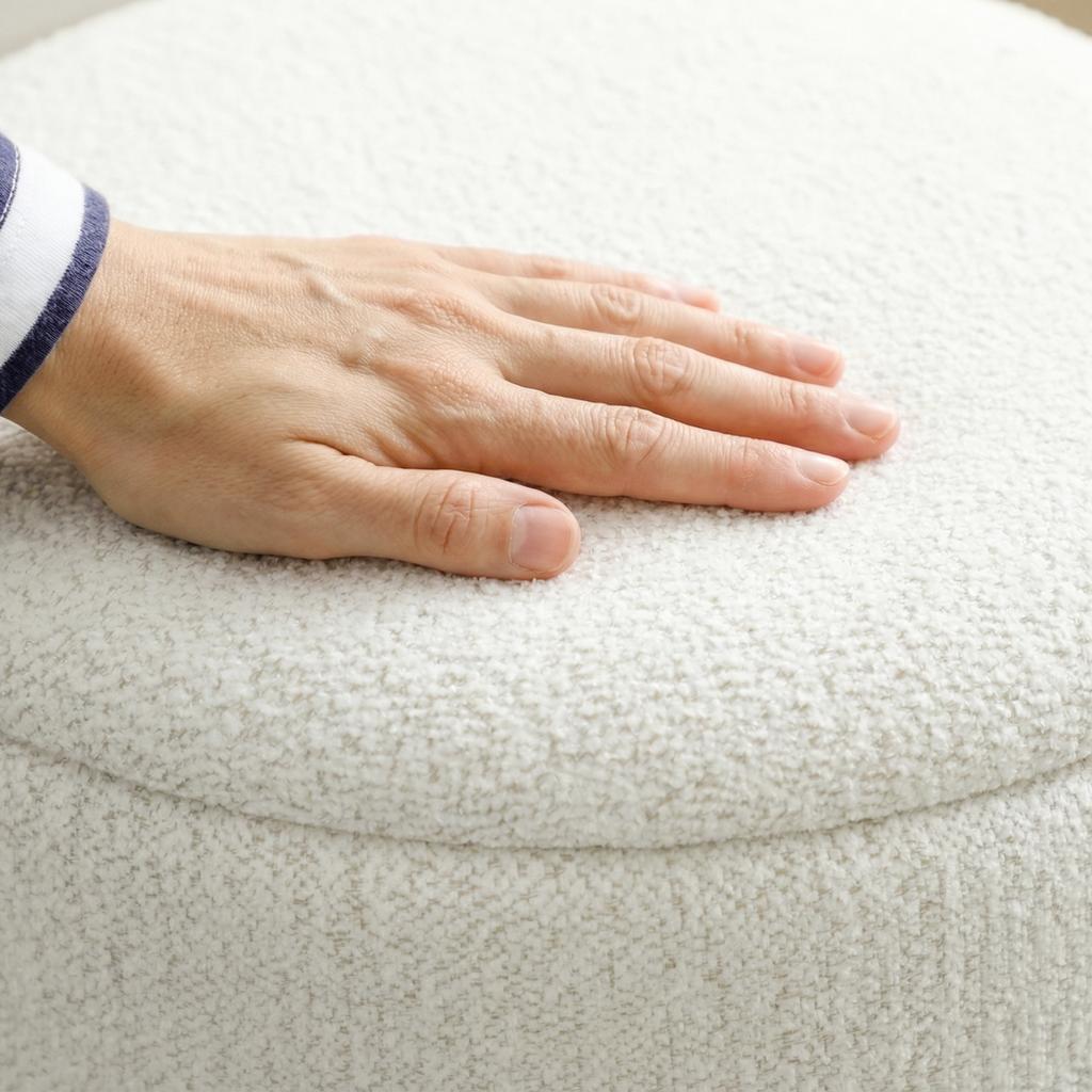 Nesting Round Ottoman with Storage Set of 2 - Cream/Brown