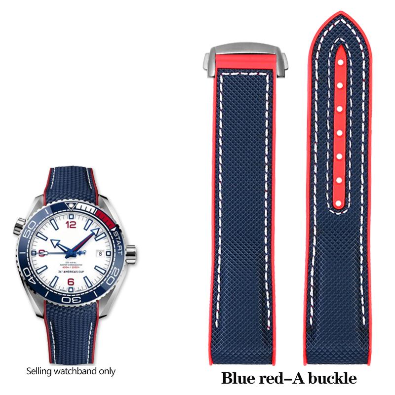 New 20mm 22mm Rubber Silicone Back Blue Watch Strap Nylon Watchband For Omega Seamaster 300 Speedmaster 8900 Planet Ocean Tools