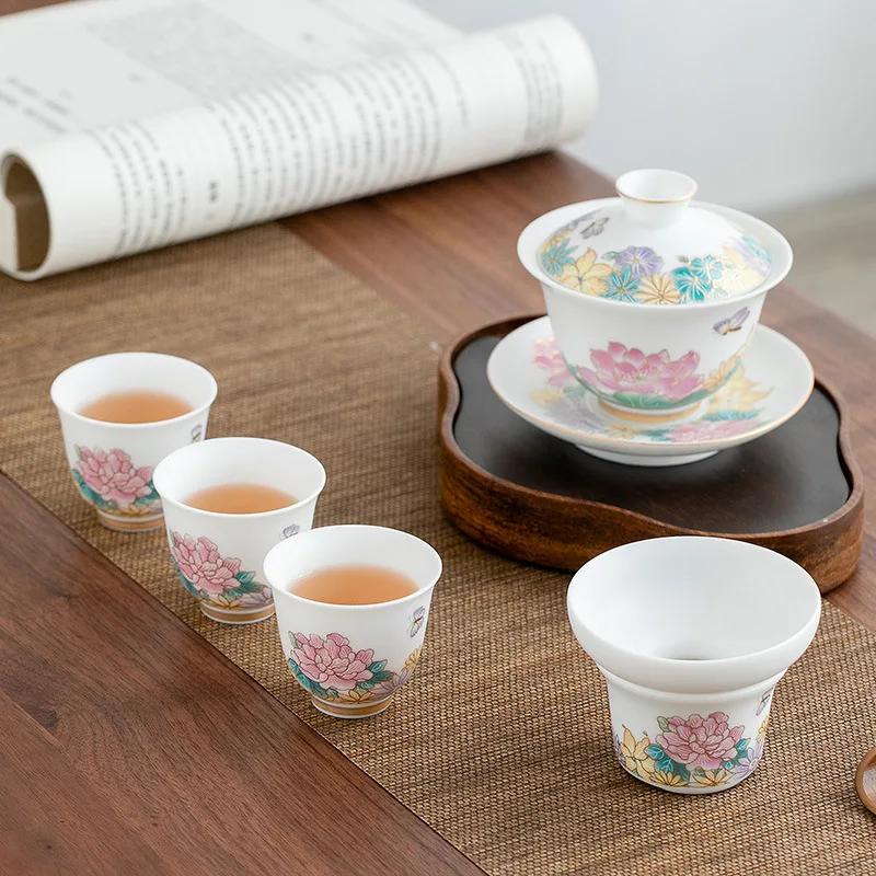 Kung Fu Cup Single Cup Master Cup Jingdezhen Tea Set Ceramic Cup Single Household Cup Porcelain Cup Ceramic Teacups