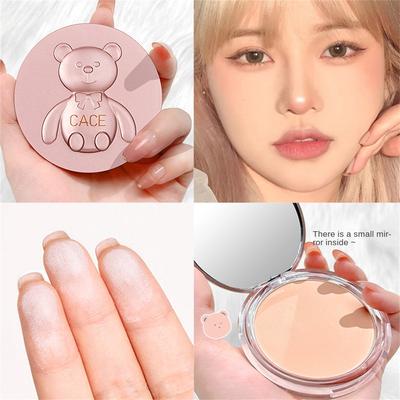 Face Setting Powder Compact Powder Oil-Control 3 Colors Matte Smooth Finish Concealer Makeup Pressed Powder