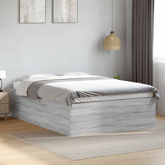 VidaXL Cadre de lit sonoma gris 120x190 cm bois d'ingénierie, meuble de chambre à coucher, sommier, lit à panneaux, lit, lit 3280956