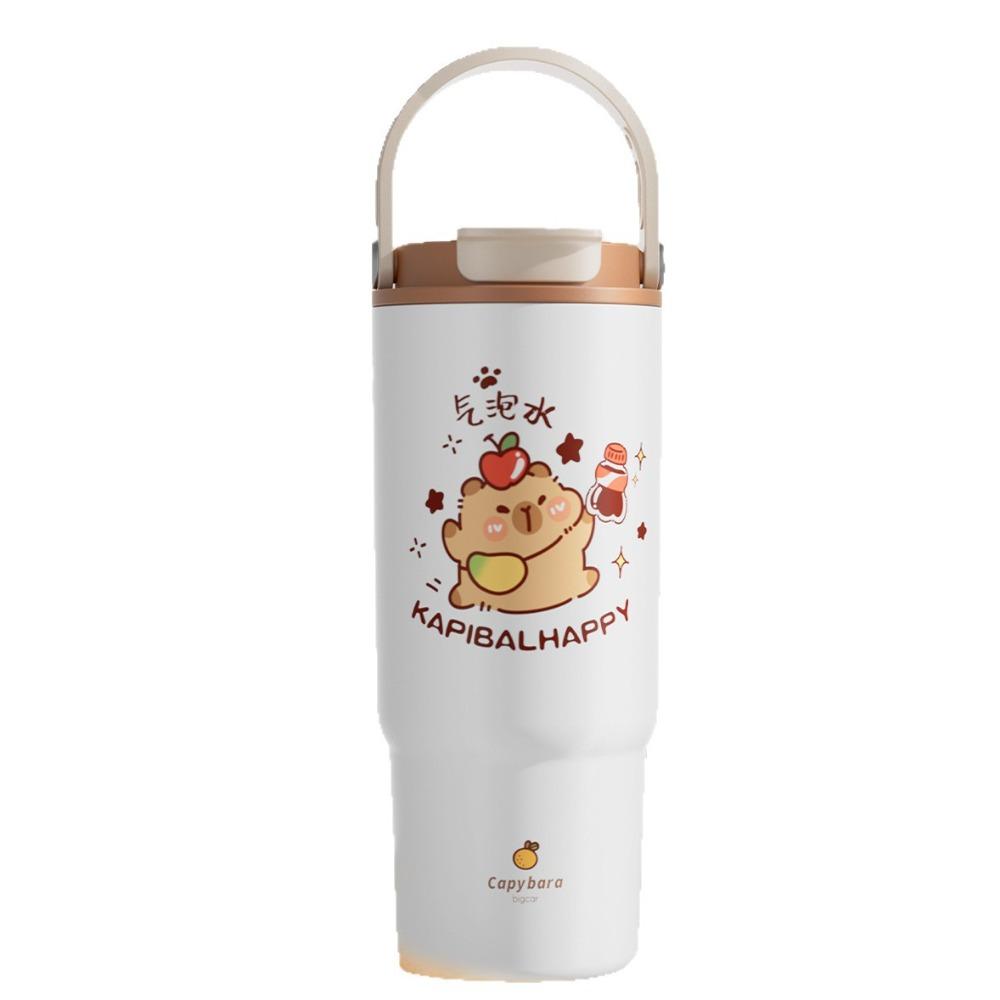 

Cute 880ml Thermal Cup Large Capacity with Handle Capybara Vacuum Cup Ceramic Liner Cartoon Animals Insulated Cup Travel 50ml