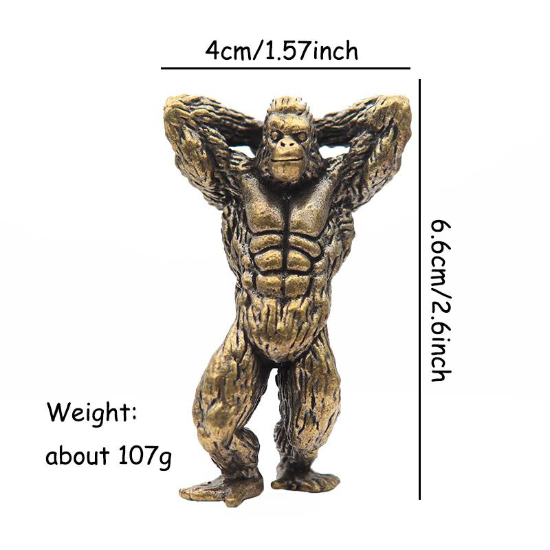 Heavy Brass Fitness Gorilla Small Sculpture Porch Decoration For Living Room Animal Orangutan Figurines Desktop Ornaments Crafts