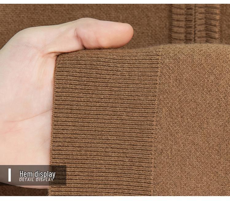 510g Semi-Worsted Thick 100% Wool Half-Zip Stand Collar Men's Sweater for Autumn 2025