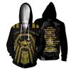 New Tattoo Printed Sweatshirt 3d Zipper Hooded Sweatshirt