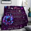 To My Mom Flannel Blanket Purple Butterfly Text Printed for Kids Bedroom Decoration Warm Soft Comfertable Blanket for Sofa Chair