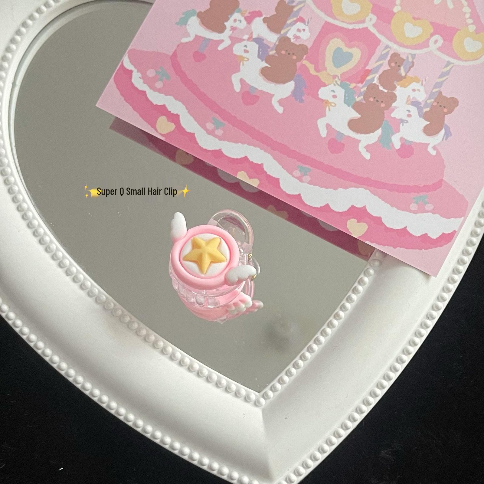 

Милая заколка для волос в виде крыльев сакуры с розовыми звездами в стиле аниме для девочек