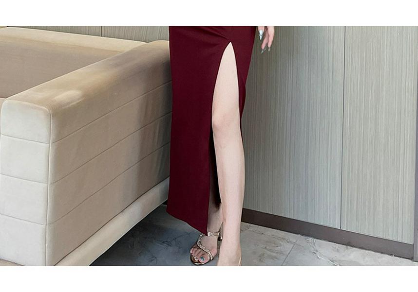2025 Elegant Women's Chinese Qipao Bodycon Dress - Sexy, Slimming Long Skirt for Nightclub or Workwear