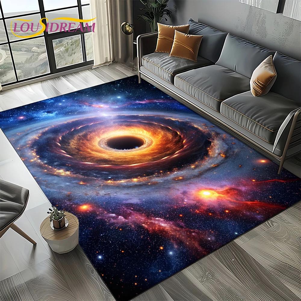 Universe Space Stars Black Hole Galaxy Earth Milky Way Carpet Rug for Living Room Bedroom Sofa Decoration,Non-slip Floor Mat