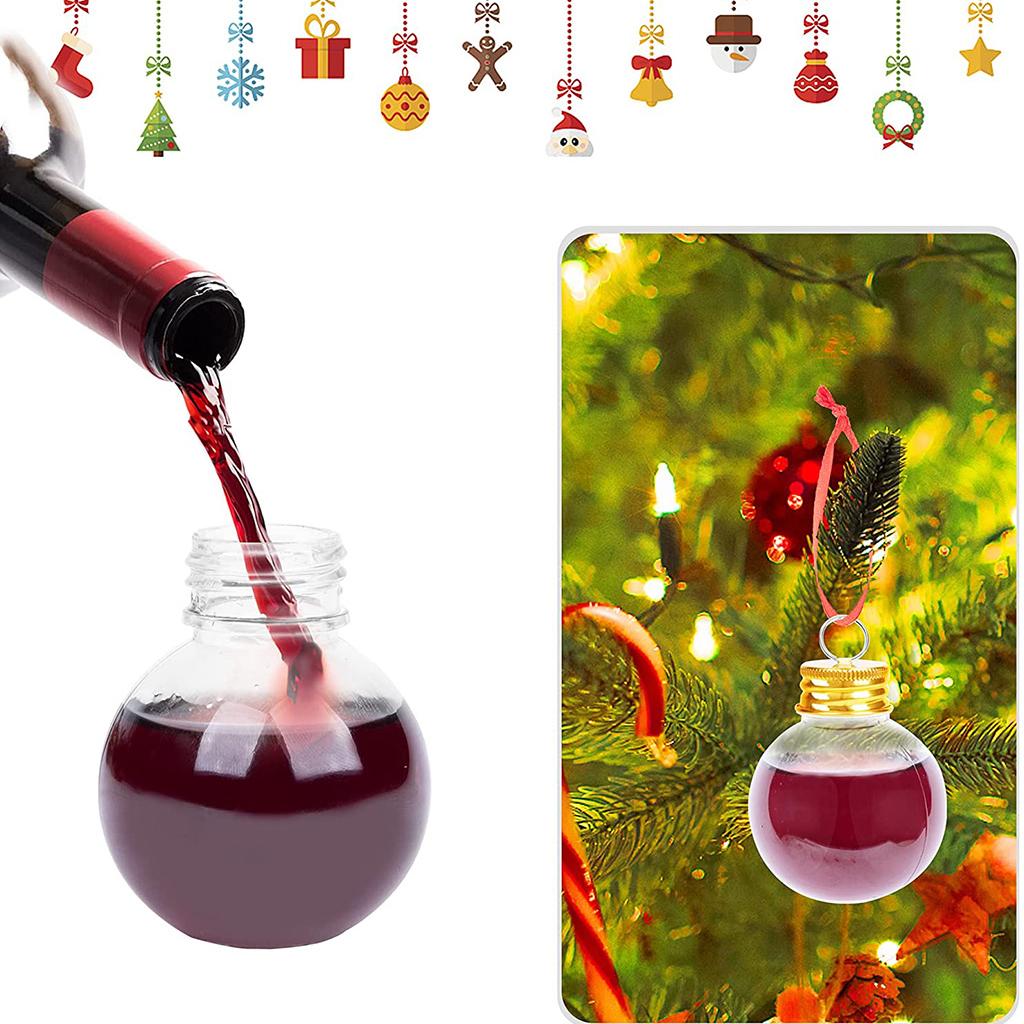 Christmas clear Fruit Juice Bottle Pendant for Filling Wine Beverage Candy DIY Crafts Ball Shape Wine Bottle Hanging