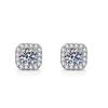 S925 Sterling Silver Square Earrings with 1 Carat Moissanite for Women - Classic Silver Ear Ornaments.